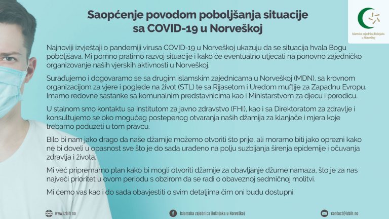Saopćenje povodom poboljšanja situacije sa COVID-19 u Norveškoj